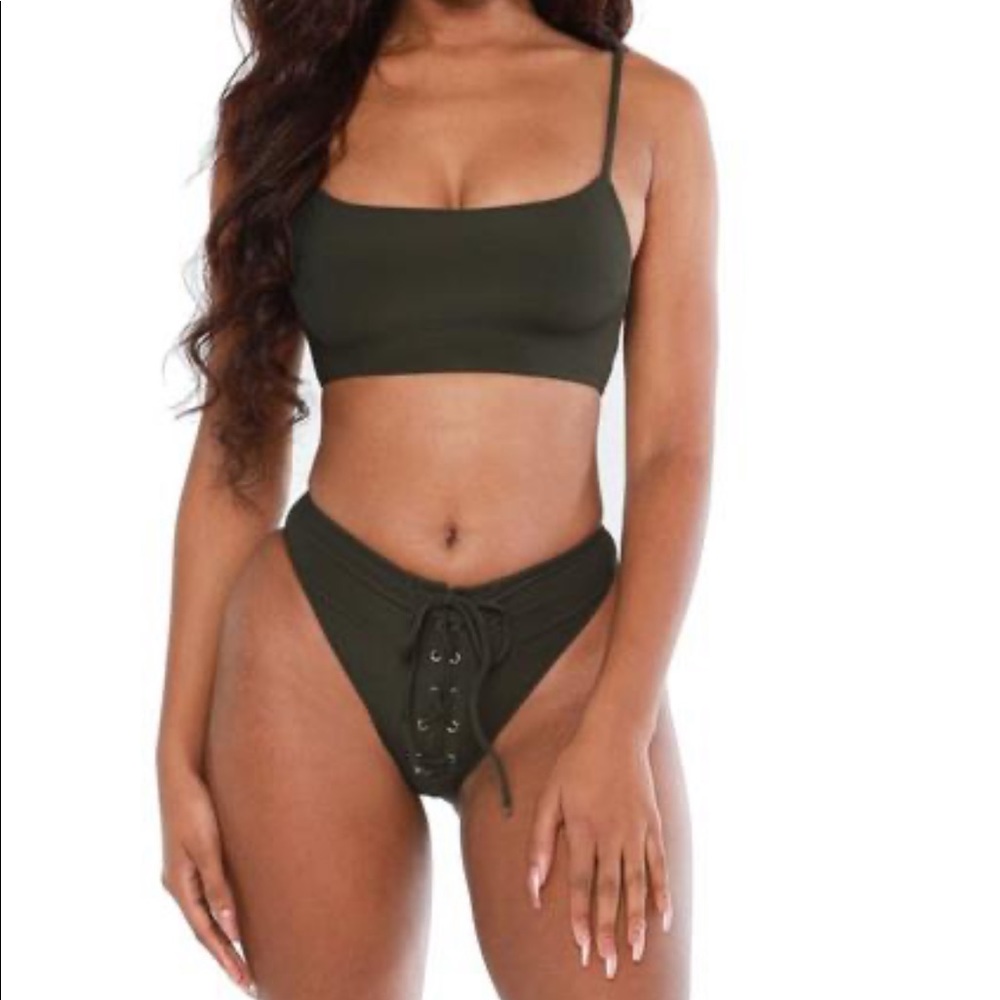 Brand new olive green bathing suit